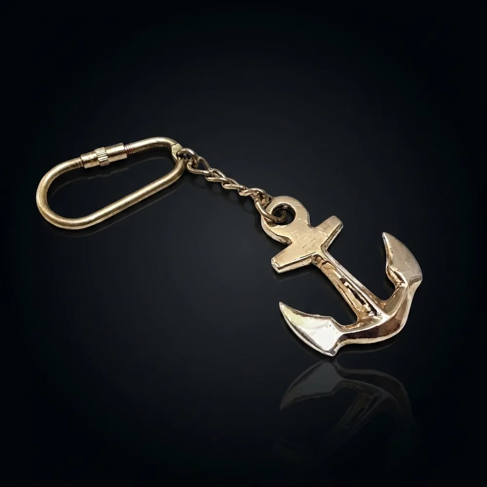 Brass Anchor Keyring