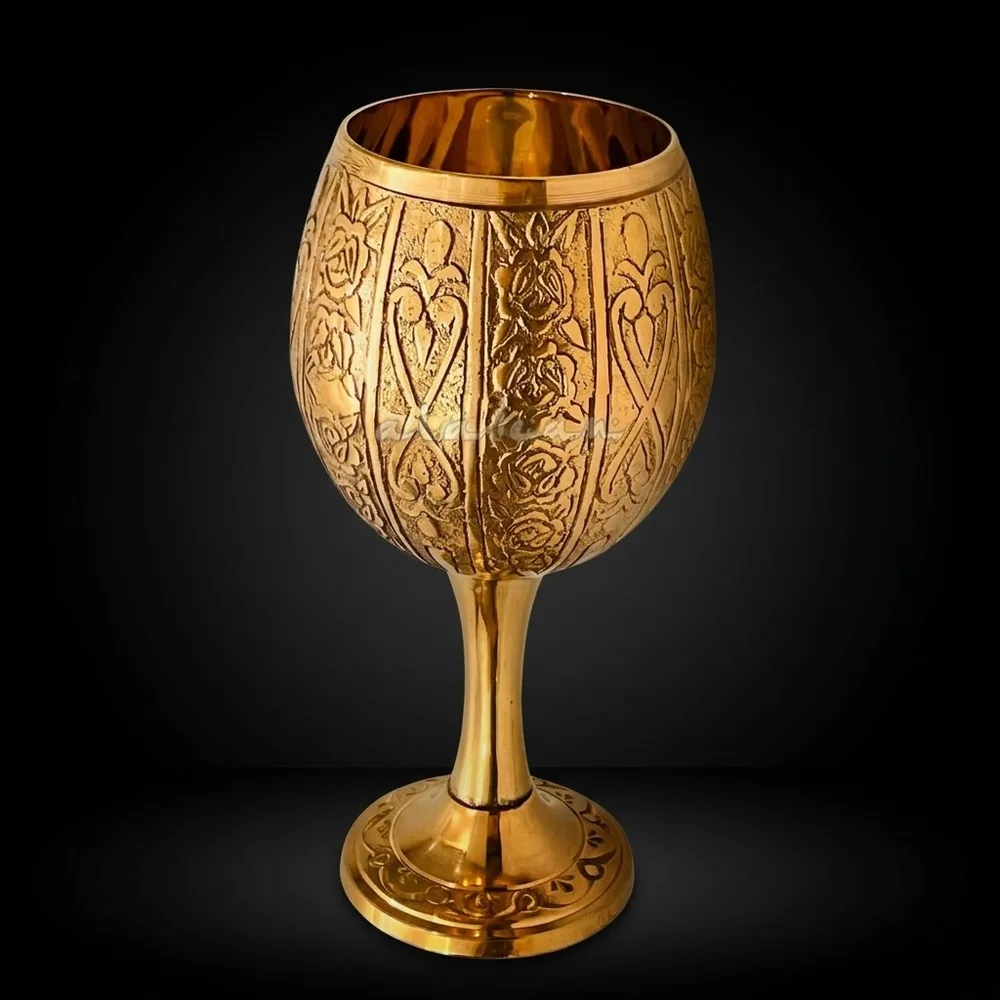Solid Brass Goblet with Emperor Gothic Embossing