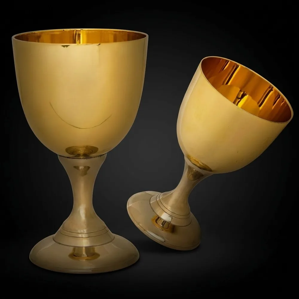 Brass Wine Glass with Gothic Renaissance Style