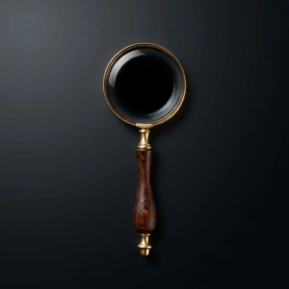 Vintage Brass Frame Handheld Magnifier 3" with Wooden Handle