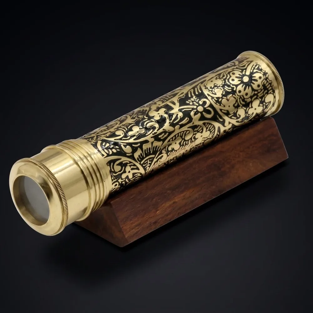 Etched Brass Kaleidoscope with Lampwork Glass Beads